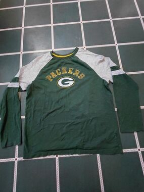 NFL Green Bay Packers Green, Gray & Gold Long Sleeve Raglan Tee